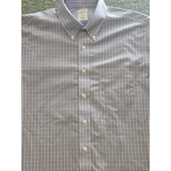 Brooks Brothers 346 Shirt Mens 16.5 Purple Check Regular Fit Non-Iron - Picture 4 of 6